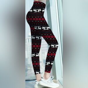 S/M Festive Reindeer Patterned Leggings